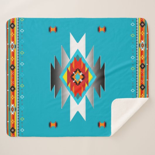 Zuidwest Patroon 8, veranderlijke kleuren Sherpa Deken (Voorkant (horizontaal))