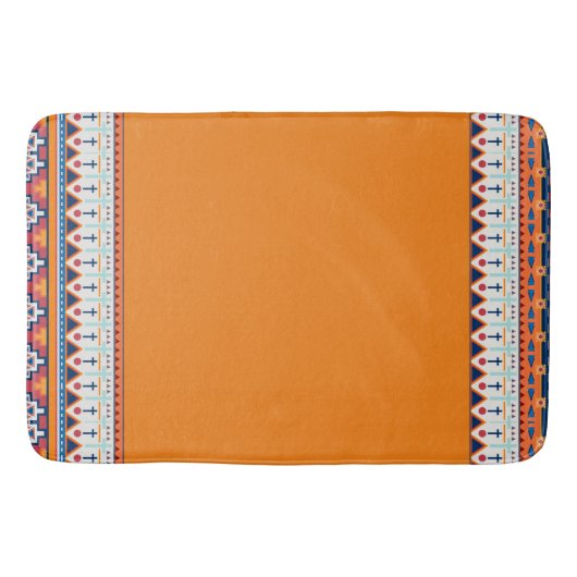 Zuidwest Pattern Boho Rustieke Oranje & Blauw Badmat (Voorkant)