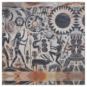 Zuidwest Petroglyphs Kachina Dancer Pattern Stof (Close Up)