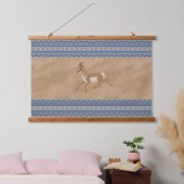 Zuidwest Pronghorn Running Antelope Blue Border Hangend Wandkleed (Slaapkamer)