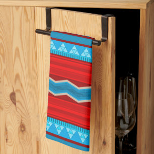 Zuidwest Rivier Canyon Geometrisch Rood Turquoise Theedoek