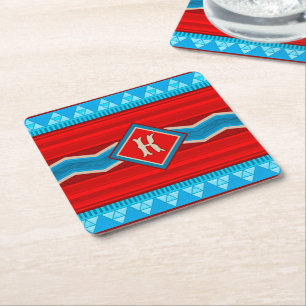 Zuidwest Rivier Canyon Rood Turquoise Monogram Vierkante Kartonnen Onderzetter