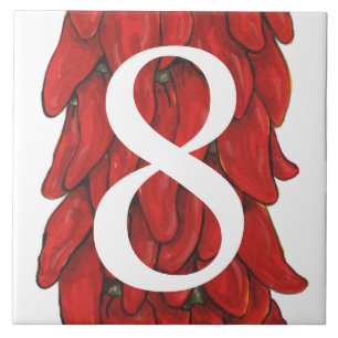 Zuidwest-Rode Chili Pepper House Nummer 8 Acht Tegeltje