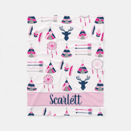 Zuidwest roze en blauw hert fleece deken