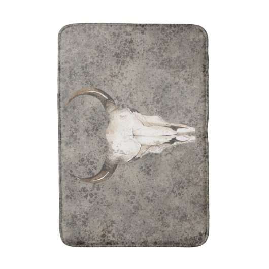 Zuidwest-Rustic Ranch Skull Brown Splatter Badmat (Voorkant Verticaal)