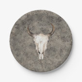 Zuidwest-Rustic Ranch Skull Brown Splatter Papieren Bordje (Voorkant)