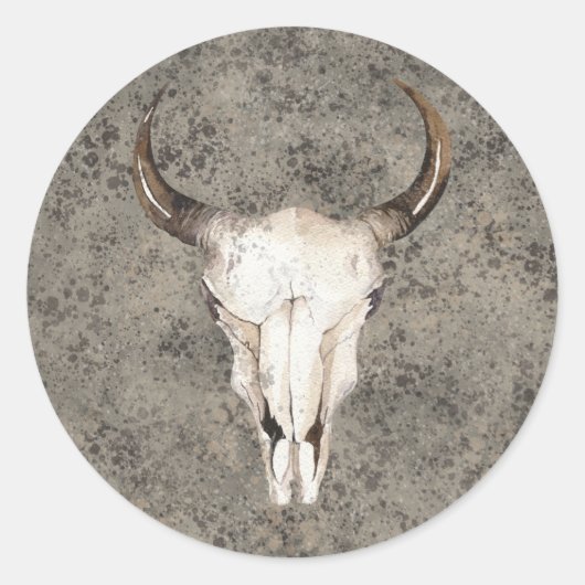 Zuidwest-Rustic Ranch Skull Brown Splatter Ronde Sticker (Voorkant)