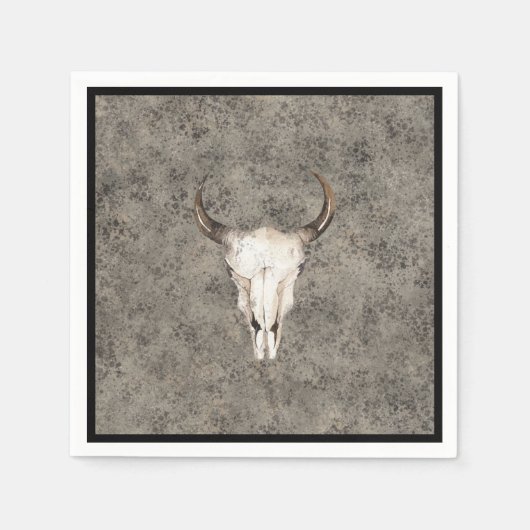 Zuidwest-Rustic Ranch Skull Brown Splatter Servet (Voorkant)