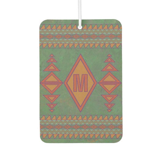 Zuidwest Sagebrush Green Geometric Custom Initiaal Luchtverfrisser (Voorkant)
