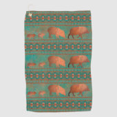 Zuidwest Schattige Javelina Familie Koper Blauwgro Golfhanddoek (Voorkant)