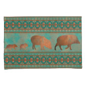 Zuidwest Schattige Javelina Familie Koper Blauwgro Kussensloop (Voorkant-Rechts)