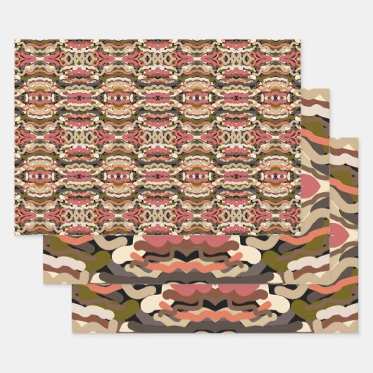 Zuidwest Squigggly Wiggly Earth Toon Abstract Inpakpapier Vel (Set)