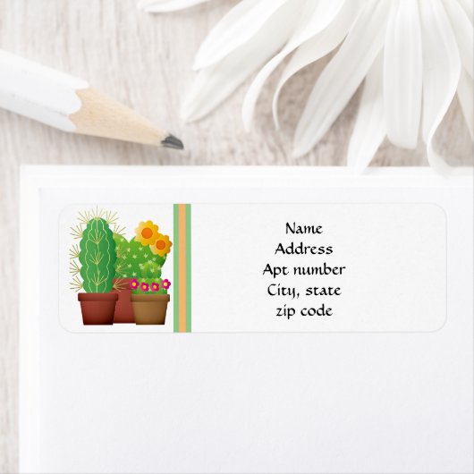 Zuidwest-stijl Cactus Return Address Label (Insitu)