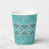 Zuidwest Turquoise geometrisch stenen patroon Papieren Bekers (Achterkant)