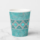 Zuidwest Turquoise geometrisch stenen patroon Papieren Bekers (Voorkant)