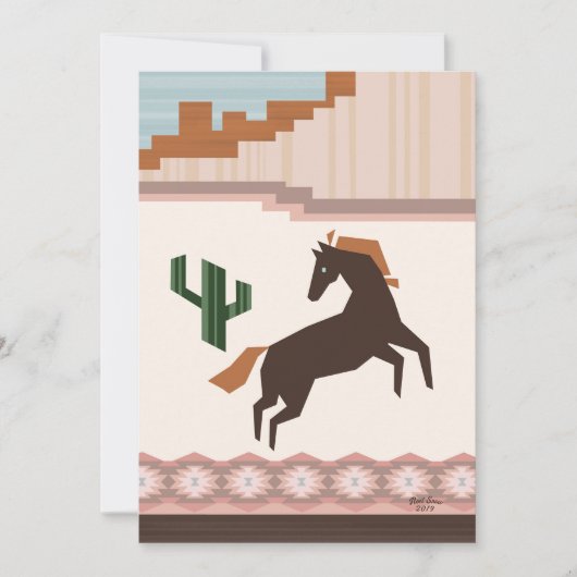 Zuidwest Wild Brown Horse & Cactus Blank Kaart (Voorkant)