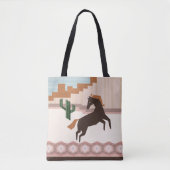 Zuidwest Wild Brown Horse & Cactus Draagtas (Voorkant)