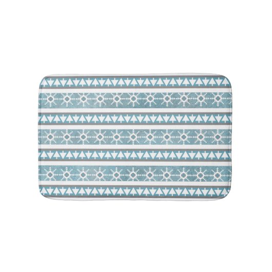 Zuidwest Winter Blue Geometric Snowflake Pines SM Badmat (Voorkant)