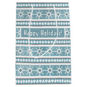 Zuidwest Winter Sneeuwvlokken & Pine Trees Blauw Medium Cadeauzakje (Voorkant)