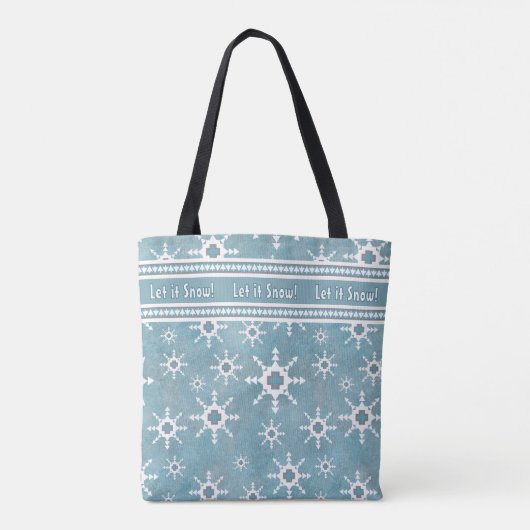 Zuidwest Winter Snowflakes Gepersonaliseerd Blauw Draagtas (Achterkant)