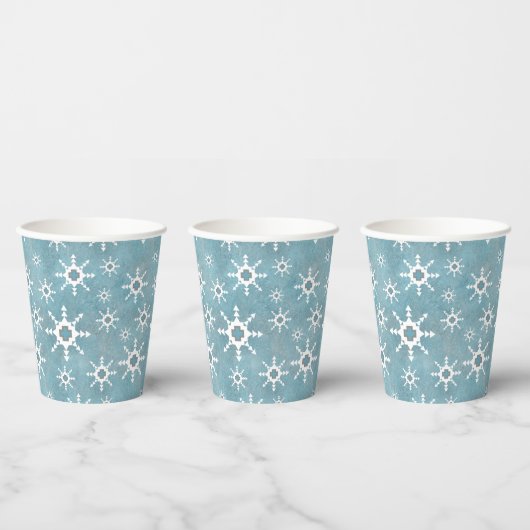Zuidwest Winter Snowflakes Holiday Party Blauw Papieren Bekers (Multi)