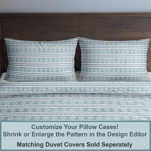 Zuidwest Winter Snowflakes & Pines Blauwe Standaar Kussensloop