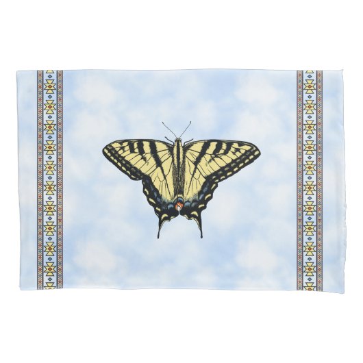 Zuidwest Yellow Swallowtail Butterfly Blue Sky Kussensloop (Voorkant-Links)