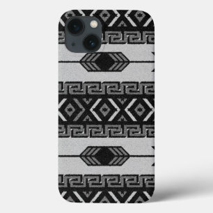 Zuidwest zwart-wit tribal Aztec patroon iPhone 13 Hoesje