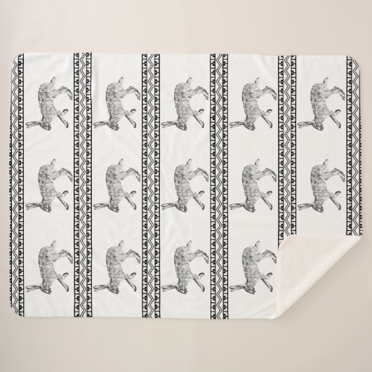 Zuidwestelijk jasje zwart en wit geometrisch sherpa deken (Voorkant (horizontaal))