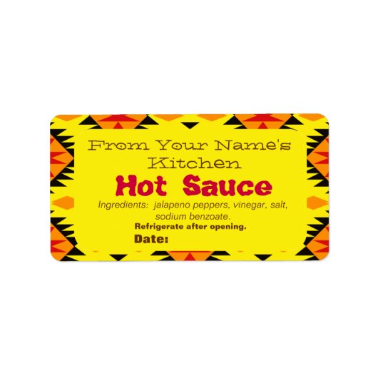 Zuidwestelijk Ontwerp Zelfgemaakte Hete Saus Label (Voorkant)