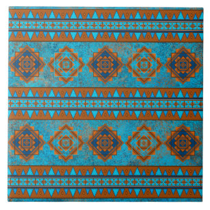 Zuidwestelijke bergtoppen Turquoise geometrisch Tegeltje