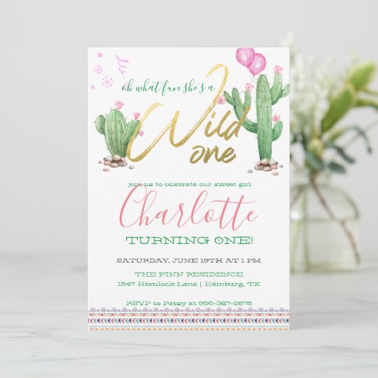 Zuidwestelijke Cactus eerste verjaardag Kaart (Staand voorkant)