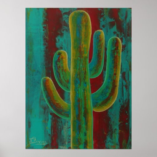 Zuidwestelijke cactus woestijn abstracte muurkunst poster (Voorkant)