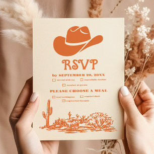 Zuidwestelijke Country Ranch Westerne bruiloft RSVP Kaartje