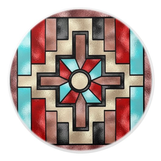 Zuidwestelijke Faux Glas in lood keramische knop (Voorkant)