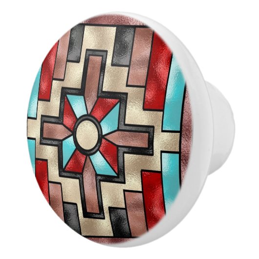 Zuidwestelijke Faux Glas in lood keramische knop (Rechts)