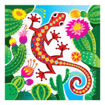 Zuidwestelijke gekko met cactusbloesem