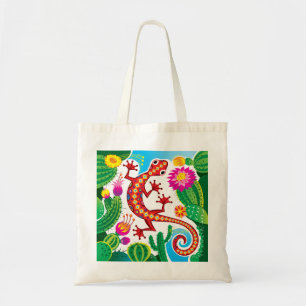Zuidwestelijke gekko met cactusbloesems tote bag