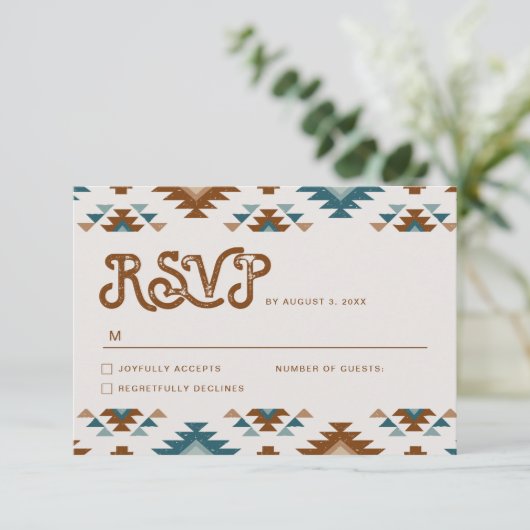 Zuidwestelijke Huwelijk RSVP Kaart (Staand voorkant)