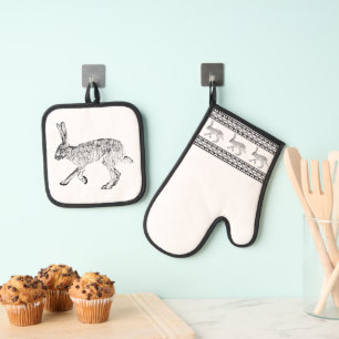 Zuidwestelijke Jackrabbit en geometrische patronen Ovenwant & Pannenlap Set