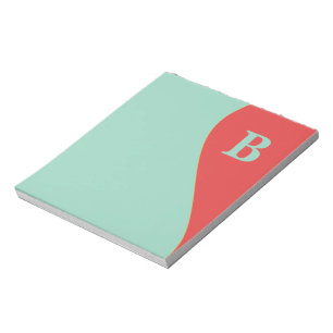 Zuidwestelijke koraal en turkoois met monogram notitieblok