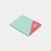 Zuidwestelijke koraal en turkoois met monogram post-it® notes (Schuin)