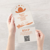 Zuidwestelijke Land Ranch Westerne Bruiloft QR Cod All In One Uitnodiging (Afscheurbaar)