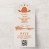 Zuidwestelijke Land Ranch Westerne Bruiloft QR Cod All In One Uitnodiging (Binnen)