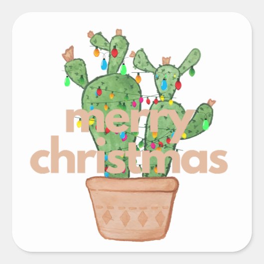 Zuidwestelijke Merry Christmas Cactus Stickers (Voorkant)