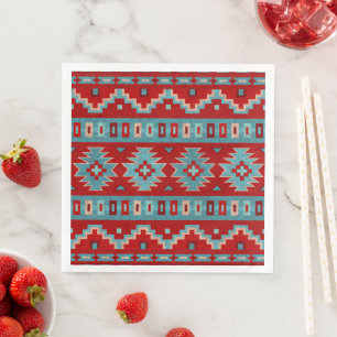 Zuidwestelijke Mesas Turquoise & Rood Servet