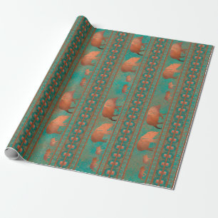 Zuidwestelijke Mooie Pekari Familie Koper Teal Cadeaupapier