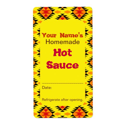 Zuidwestelijke Patroon Gepersonaliseerde Hot Sauce Etiket (Voorkant)