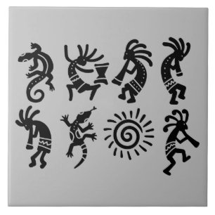 Zuidwestelijke Petroglyph Kokopelli Grijs Tegeltje