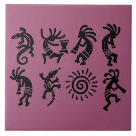 Zuidwestelijke Petroglyph Kokopelli Magenta Tegeltje